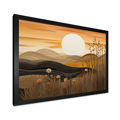 Coucher de soleil doré dans les montagnes rétro - impression