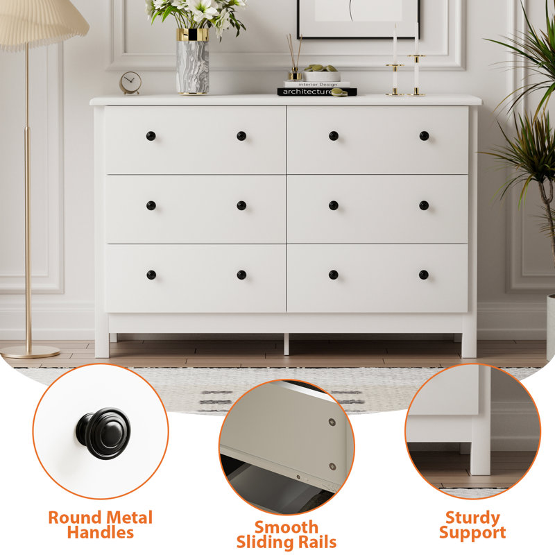 chinese dress ladies Villa & House Frances 6 Drawer Dresser Chiffon White Lacquered Grasscloth   CLAYTON GRAY HOME