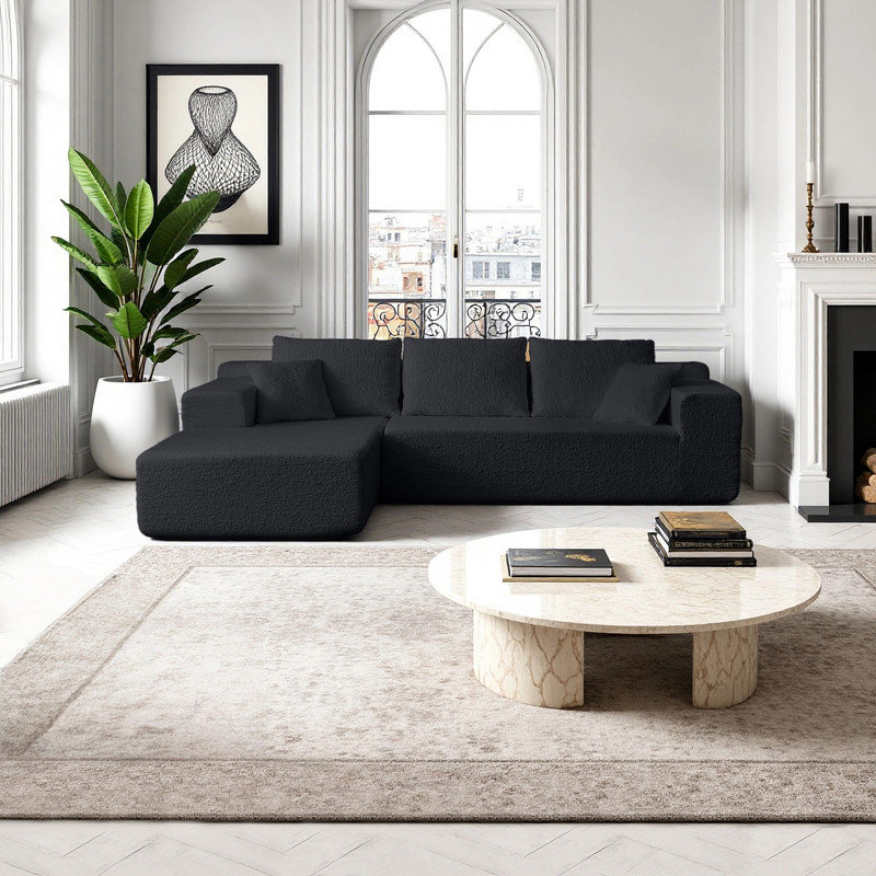 Canapé modulaire en L de 103,54 po avec méridienne modulaire en L avec méridienne, assise profonde et tissu chenille. Aucun assemblage requis