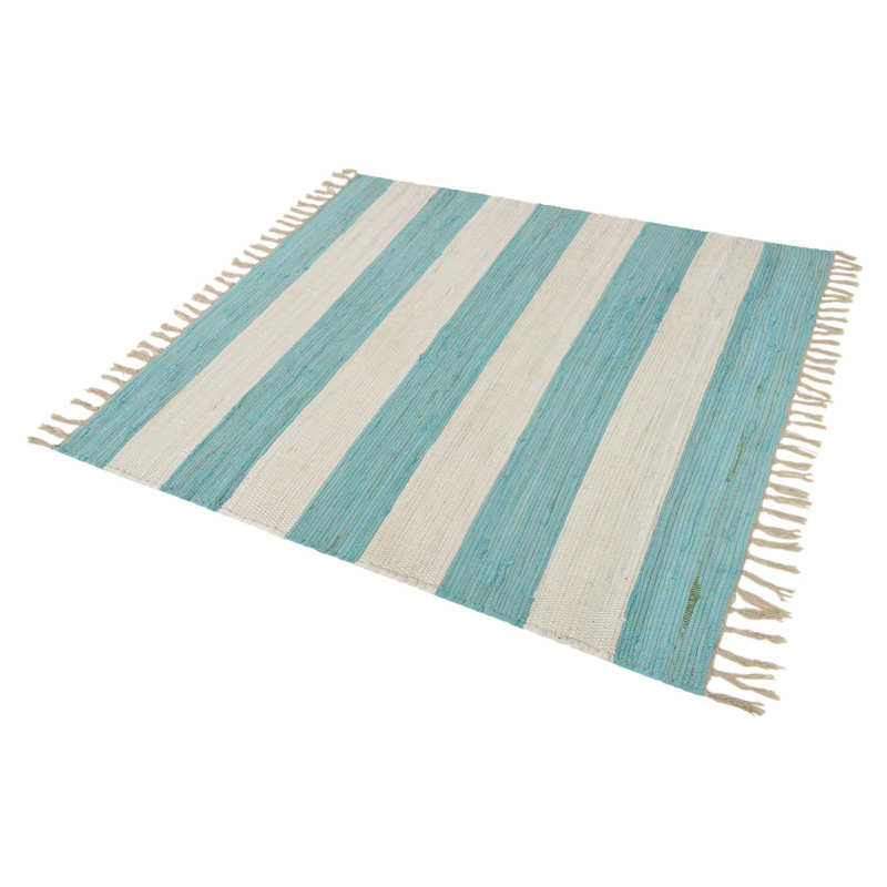Abitha Cotton Striped Indoor Rug, Square 5'1"