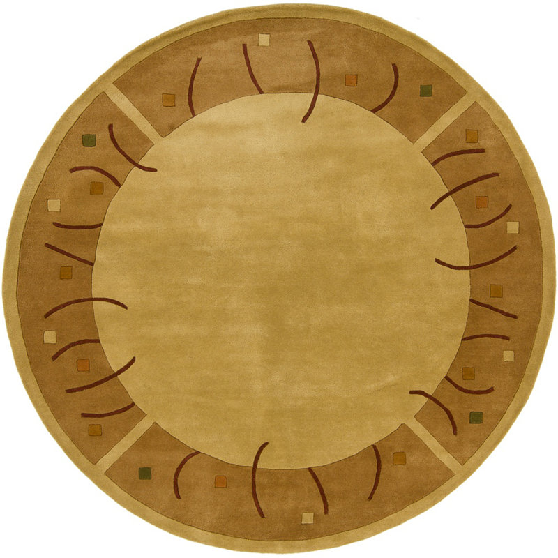 Ashlynn Authentic Hand-Tufted Handmade Golden Yellow & Camel Modern Minimalist Abstract Border Wool Area Rug