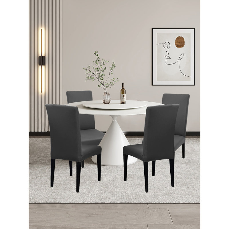 Ensemble de 6 housses de chaise de salle à manger, Tissu gris