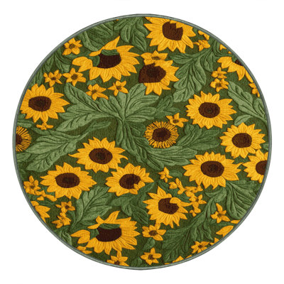 Washable Sunflower Microgreens Vegetables Area Rug