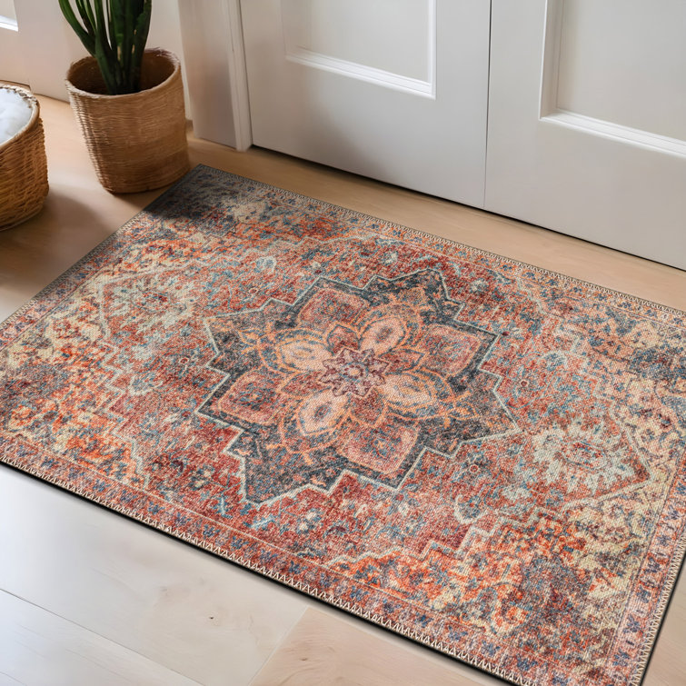 Savina Multicolor Traditional Rug – Washable Flatweave Construction With Non-Slip Backing