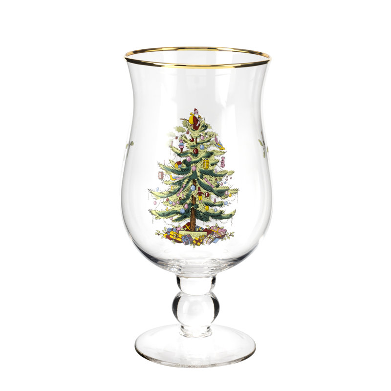 Spode Christmas Tree Tulip Glasses 17 Oz