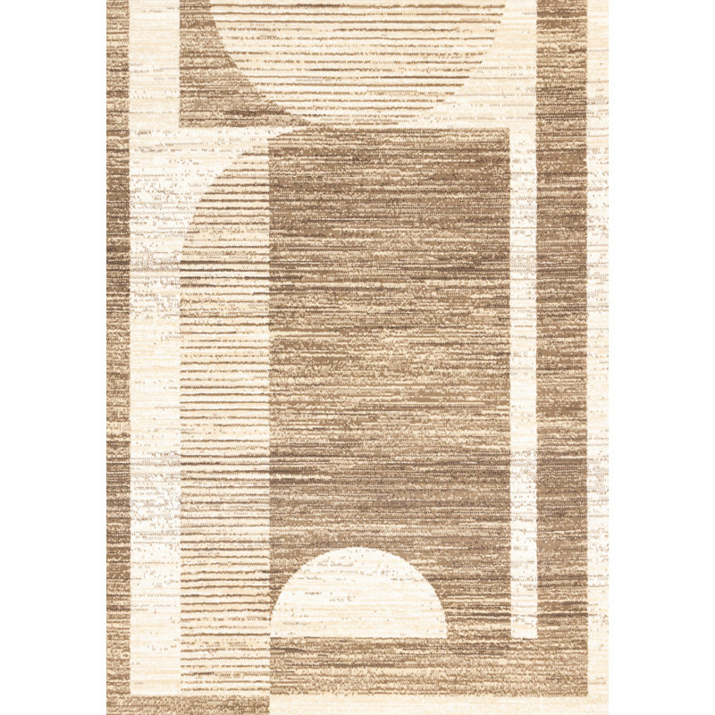 Tapis crème beige rétro Faira, Rectangle 5 pi 3 po x 7 pi 5 po