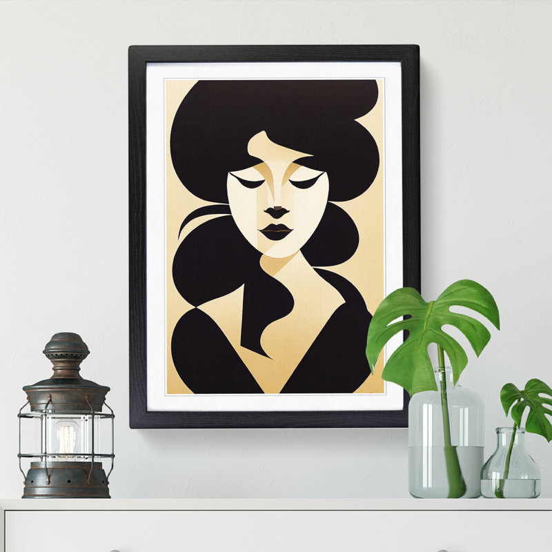 Deco Woman Silhouette Vol.1 - Framed Print, 64cm H x 46cm W x 2cm D, Oak Framed