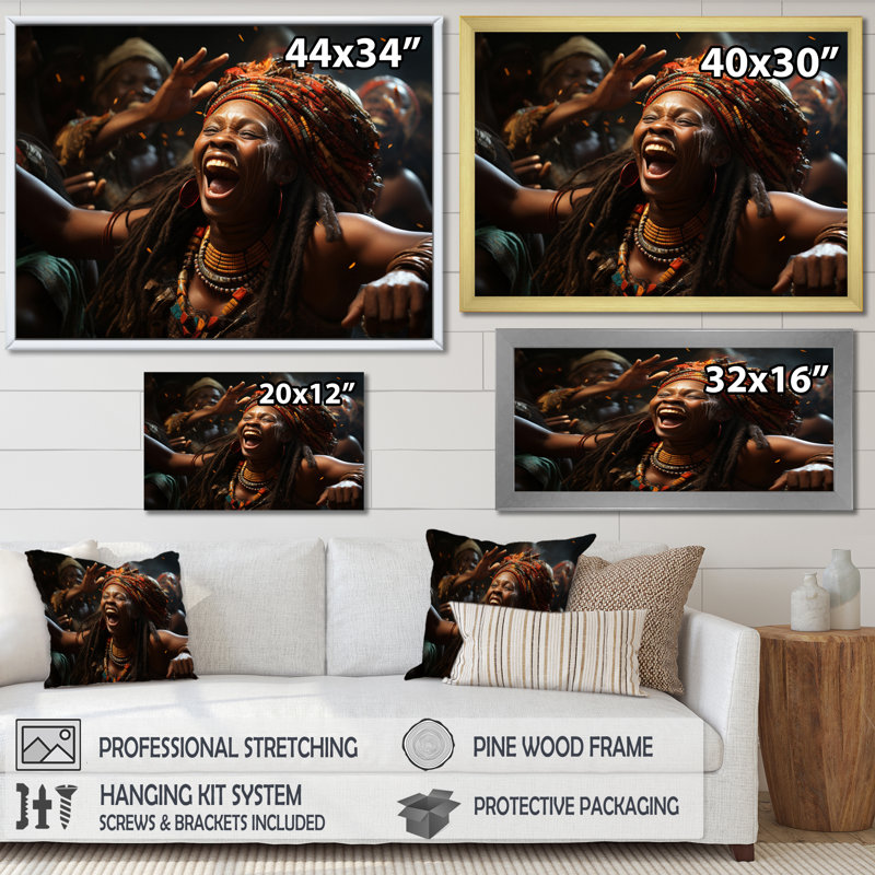 Célébration de la culture africaine I sur toile, H 16 po x l 32 po x P 1 po, Cadre photo noir