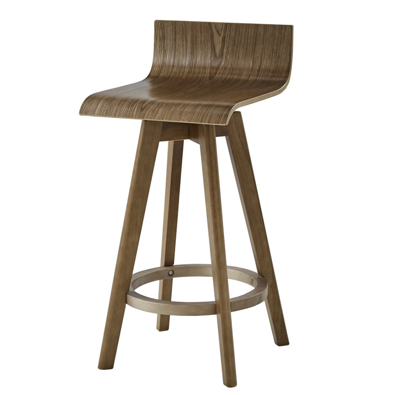 Tabouret de bar et de comptoir pivotant Dery, Noyer, Tabouret de comptoir (assise de 24 po de hauteur)