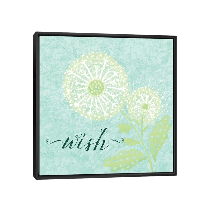 «Dandelion Wishes III», impression sur toile tendue, H 26 po x l 26 po x P 1,5 po, Toile avec cadre noir, Pas de tapis
