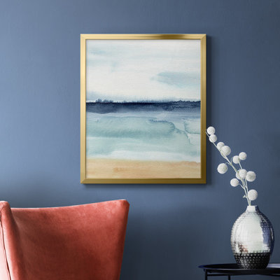 Watercolor Ocean Horizon I, toile encadrée de qualité supérieure - prête à être accrochée
