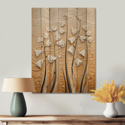 Emerald Golden Glow Beech Tree - Lily Wooden Wall Art On Natural Pine Wood