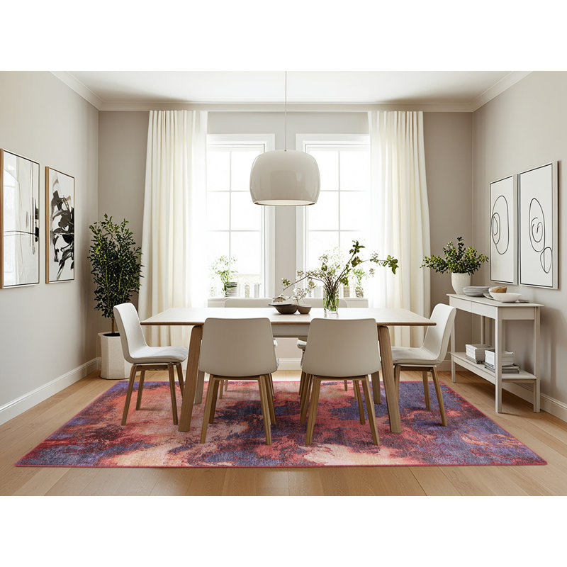Tapis orange à motif abstrait, Rectangle 7 pi x 10 pi