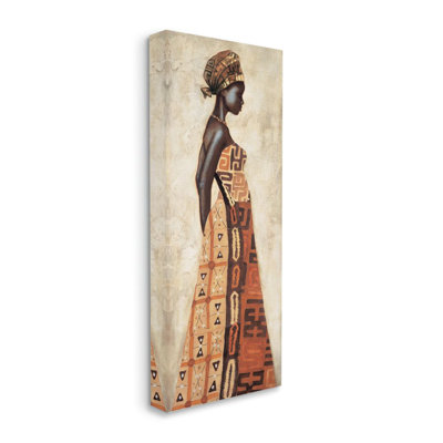 Élégante pose féminine debout avec une robe à motifs par Jacques Leconte - impression d'art graphique