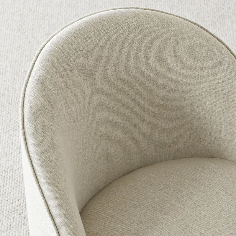 Chaise pivotante en lin avec roulettes cachées, Beige, 1