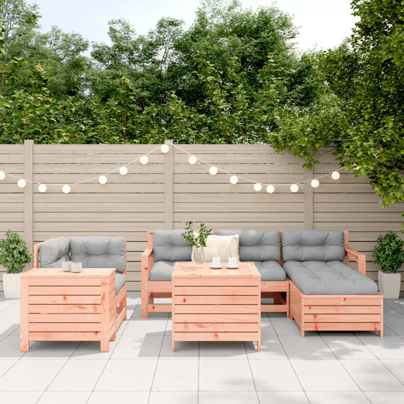  7 Piece Garden Sofa Set Solid Wood Douglas Fir