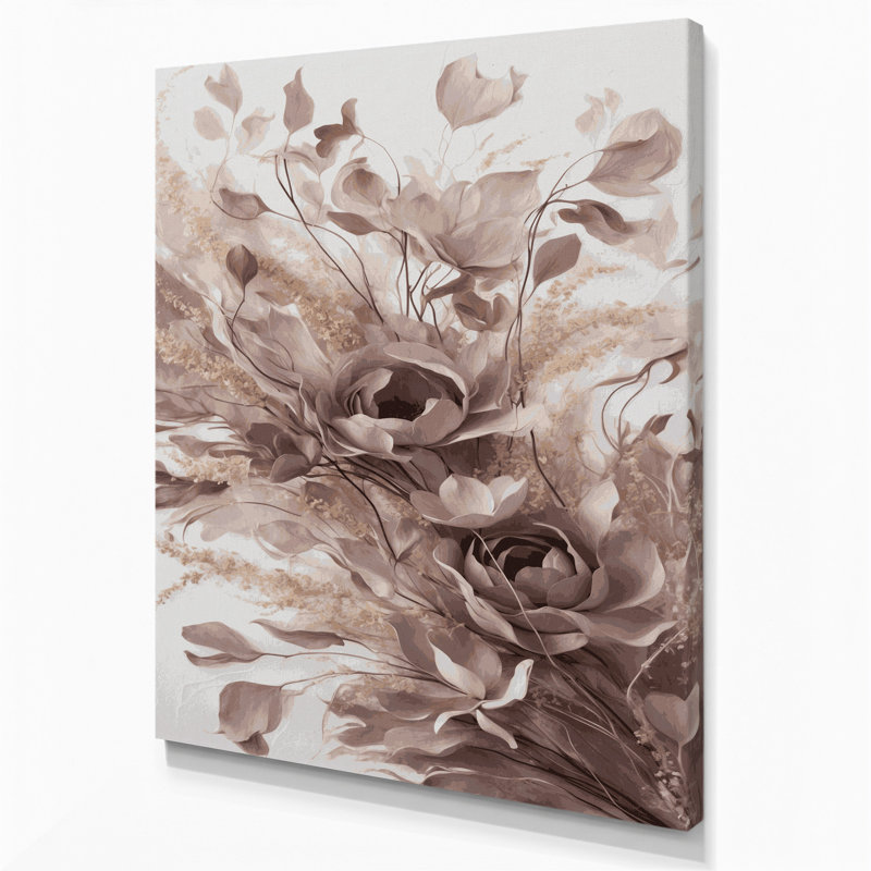 Abstrait floral 36, art mural sur toile grise, H 14 po x l 11 po