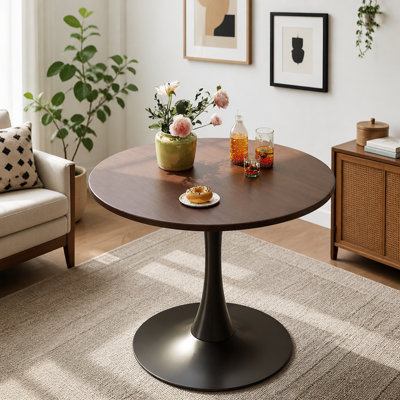 Modern Dining Table,MDF Tabletop and Iron Spray-Painted Matte Base
