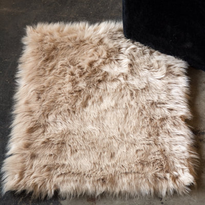 Shawnta Faux Sheepskin Fur Tan Area Rug