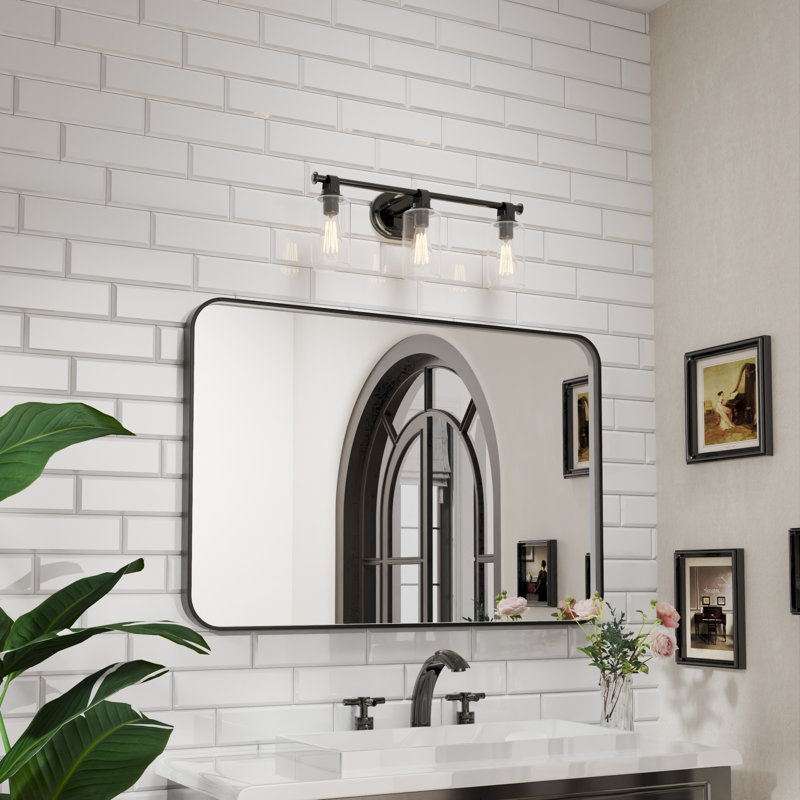 Miroir de salle de bain Waterpar, H 32 po x l 48 po, Noir mat