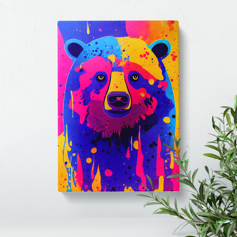 Colourful Bear No.2 - Print, No Matte, 50cm H x 35cm W x 3cm D, Wrapped Canvas