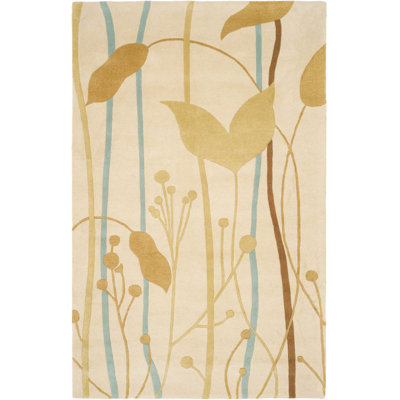 Tapis beige en laine touffeté à la main Avayah