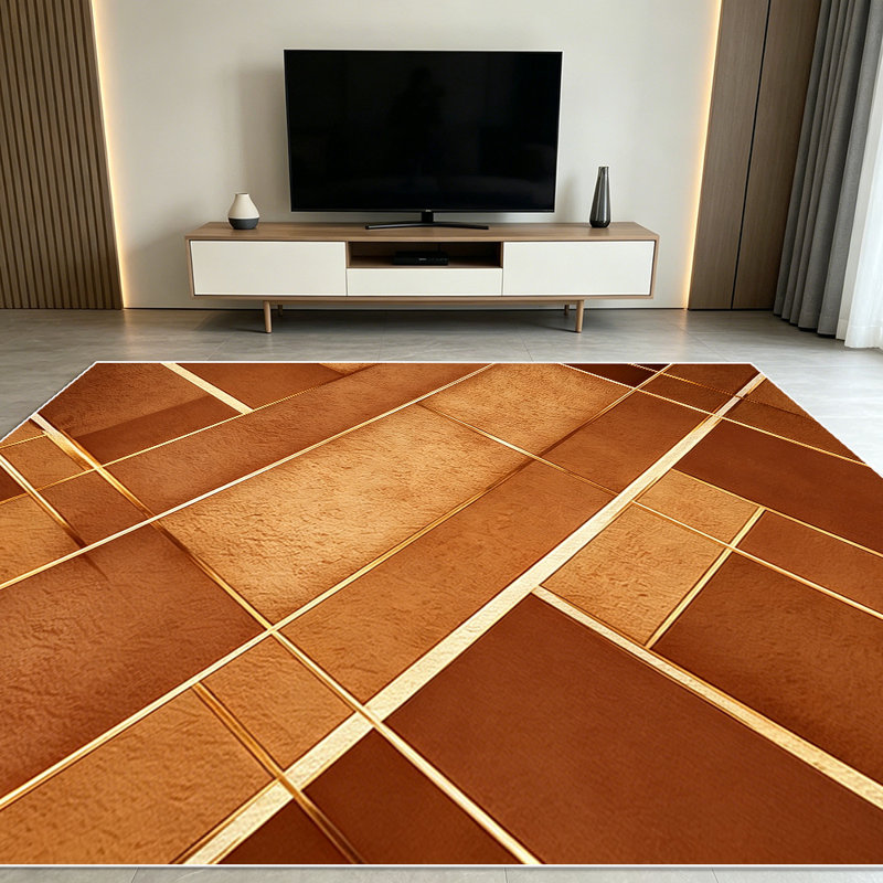 1PC Brown Diagonal Geometric Grid area rugs for Living Room, Soft and Comfortable, Suitable for all seasons, easy-to-maintain, machine washable Indoor floor mat, Under Table Farmhouse suitable for kitchen, dining room, bedroom, entryway, home