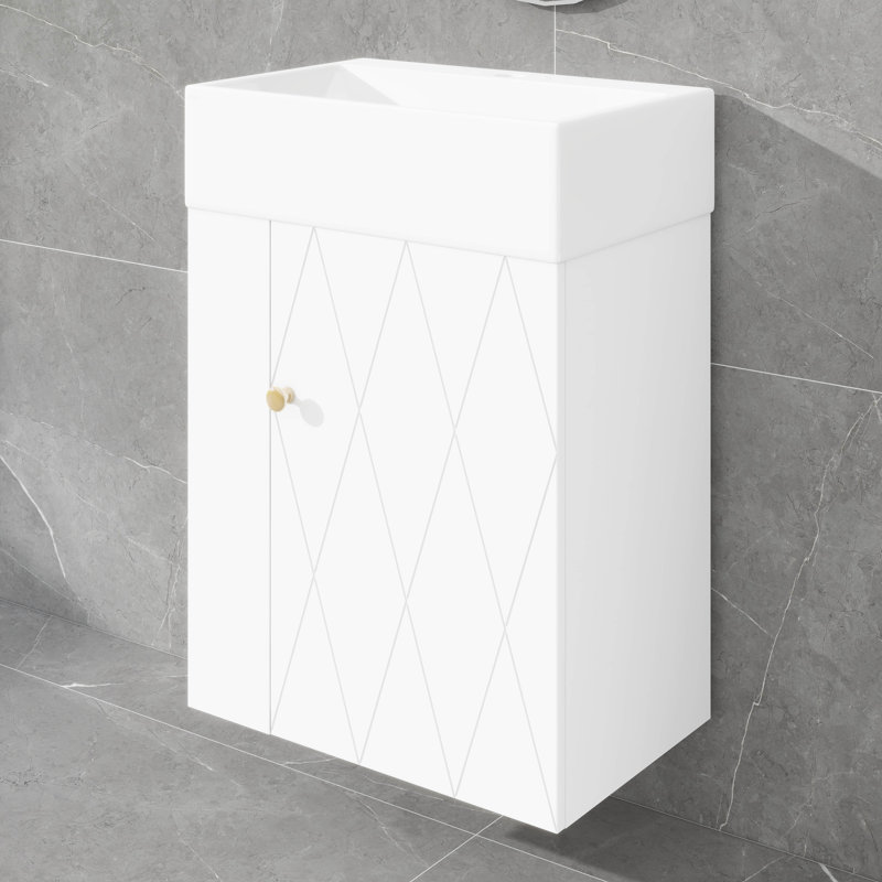 Meuble-lavabo 20 po avec lavabo en céramique, Blanc