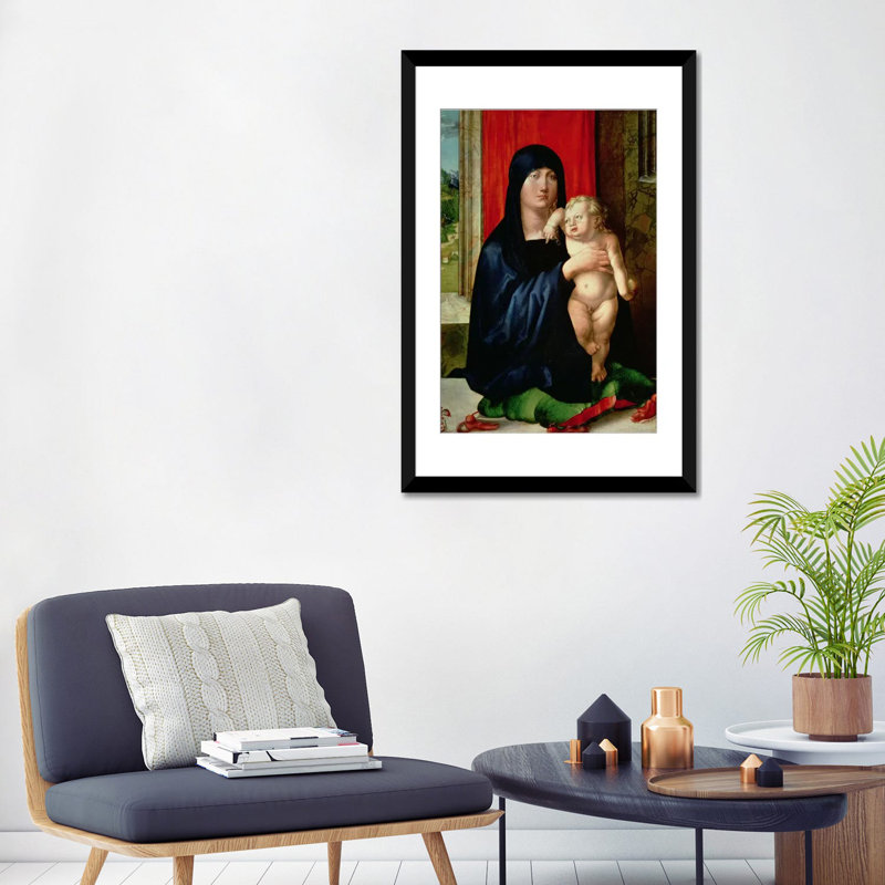 «Madonna and Child, c.1496-99», reproduction sur toile, H 24 po x l 16 po x P 1 po, Papier d'art encadré noir, Blanc