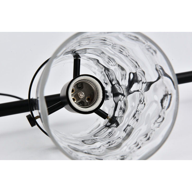 Luminaire suspendu linéaire 4 lumières avec abat-jour en verre soufflé à la main 4 x 7,7 po, Quatre lumières