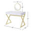 Bureau de coiffeuse rectangulaire avec miroir et plateau à bijoux, blanc et doré