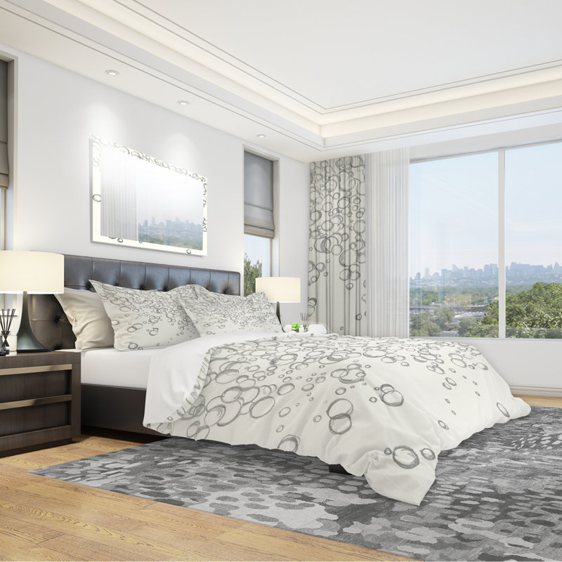  Ensemble de housse de couette en microfibre grise moderne et contemporaine, Housse de couette double / grand et 2 taies