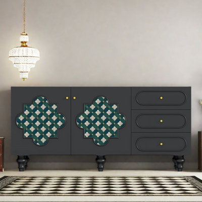 Retro Sideboard with Dual Doors and Three Drawers