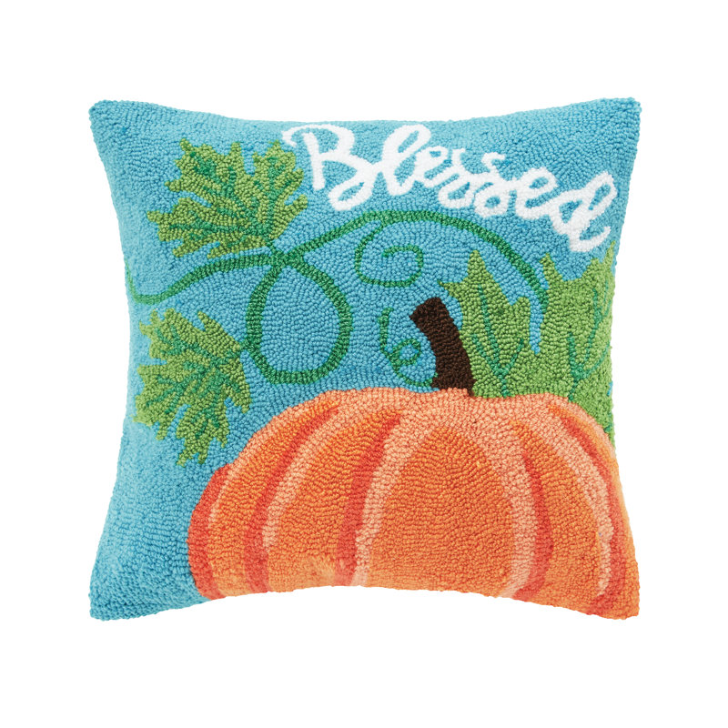  Blessed Pumpkin Hooked Throw Pillow