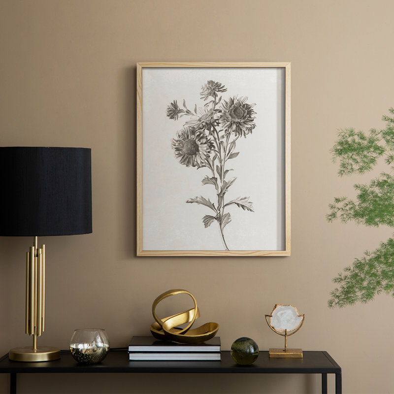 Impression florale vintage encadrée CECXVII - bois massif, Naturel, H 21 po x l 17 po