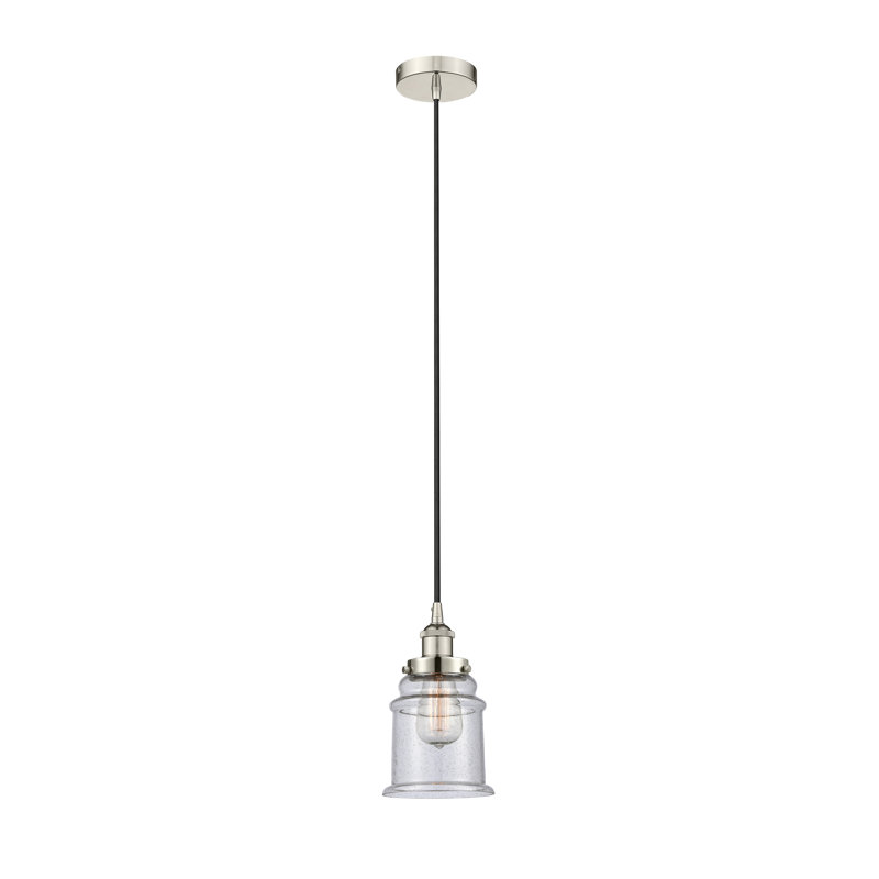 Luminaire suspendu cylindrique à 1 lumière Amiriya, H 11 po x l 6 po x P 6 po, Nickel poli