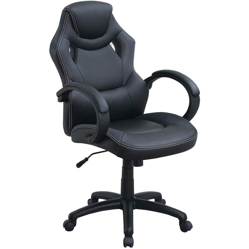 Office Chair Upholstered 1Pc Cushioned Comfort Chair Relax Gaming Office Work Black Color, Black