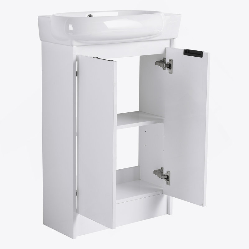 Meuble-lavabo autoportant de 23 po avec lavabo et portes à fermeture douce, Blanc