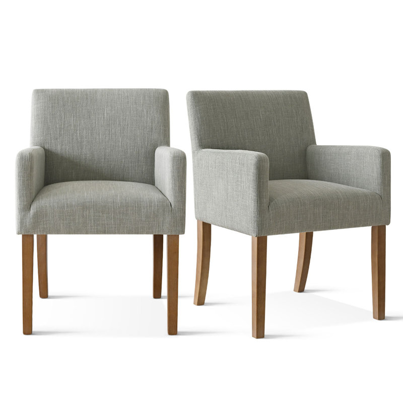 Fauteuil de salle à manger en lin résistant aux taches H 34 po Kirjak , Gris