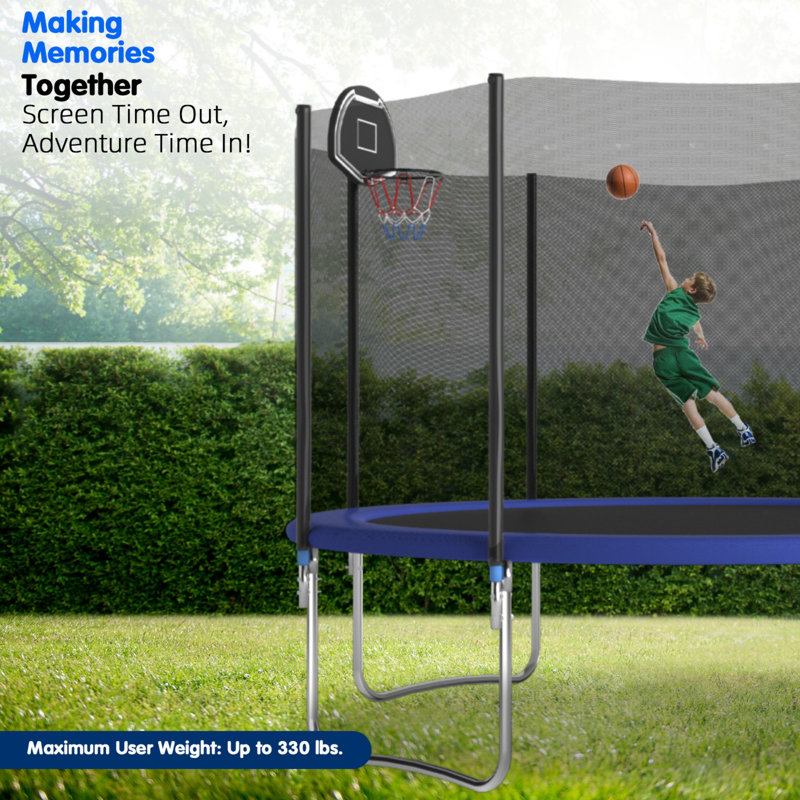 Round Backyard Trampoline with Safety Enclosure