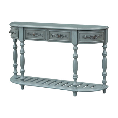 52''Modern And Contemporary Curved Console Table Sofa Table Entryway Table For Hallway Living Room With 4 Drawers And 1 Shelf