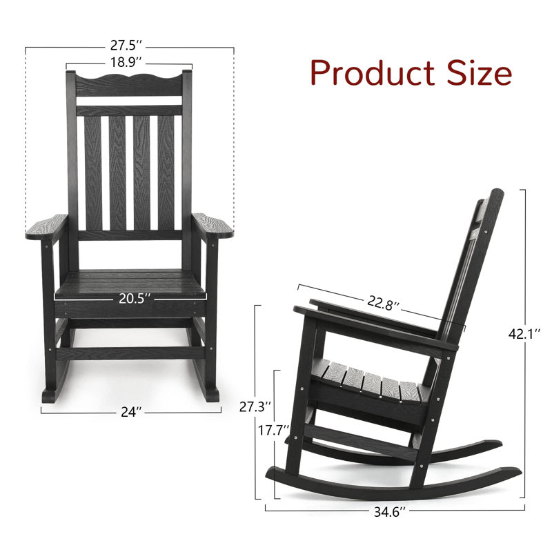 Chaise berçante d'extérieur Lisann, Noir