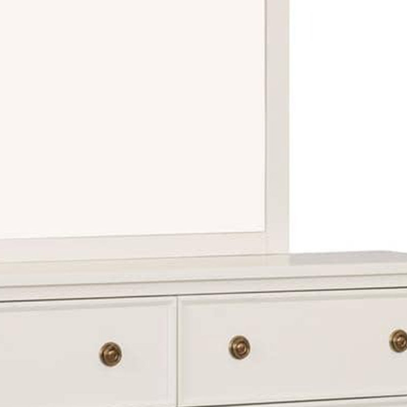 Miroir de commode Alta, design français subtil, bois massif, 40 po, Blanc