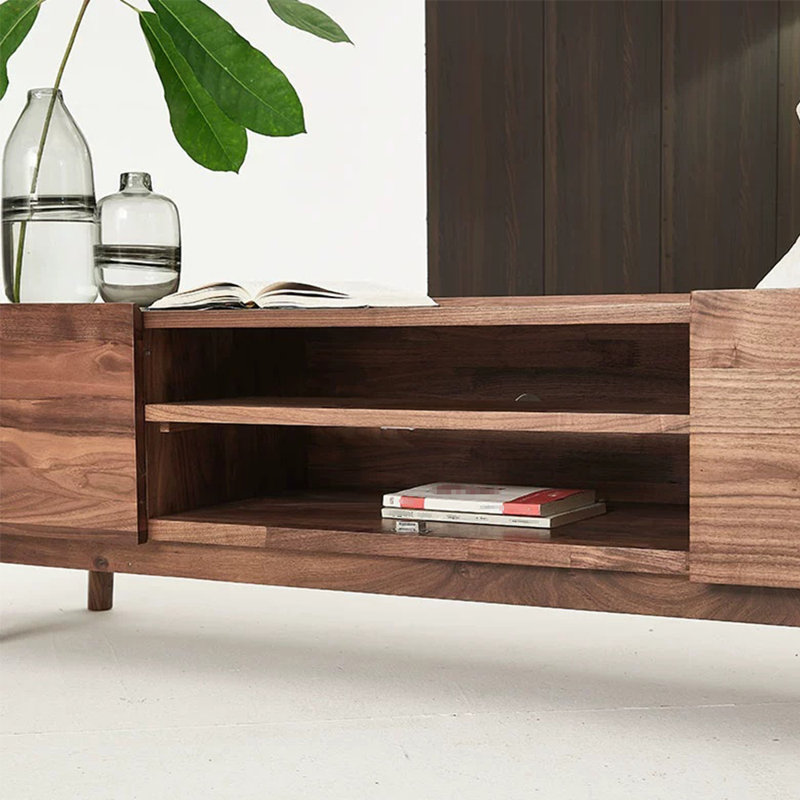 Meuble télé luxueux en noyer noir clair, 78.74"