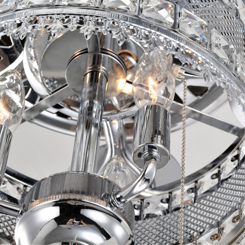 Ventilateur de plafond en cristal classique 52 po 52 pales réversibles pour salon, salle à manger, chambre à coucher, salle familiale, chrome