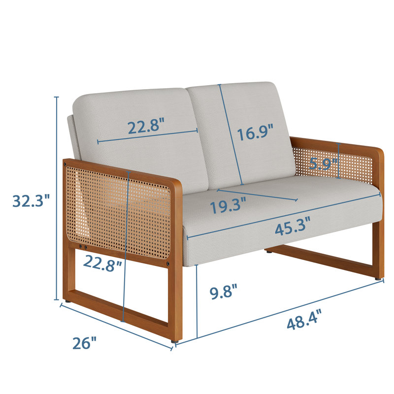 Upholstered Loveseat, Ivory Linen