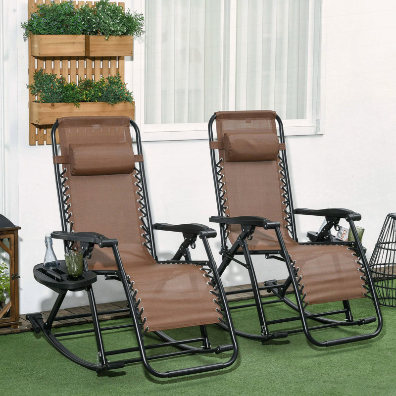 Ensemble de chaises longues berçantes pliables zéro gravité Outsunny