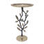 Table d'appoint 13,8 x 13,8 x 24 po en aluminium noir et doré avec un design délicat de grenade