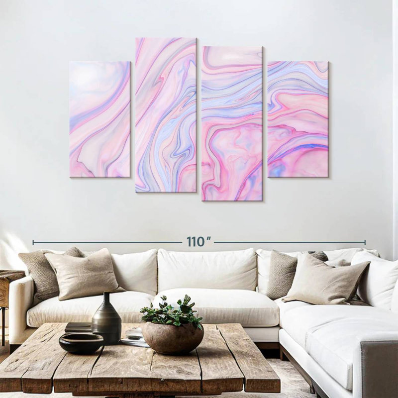 Marbre rose abstrait Avery, H 54 po x l 84 po
