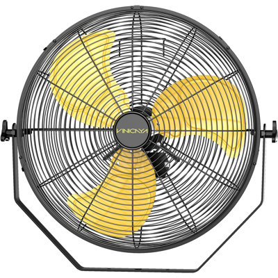 Ventilateur mural industriel noir d'intérieur 20 vitesses à 3 vitesses avec inclinaison réglable à 180 ° pour entrepôt / atelier / garage.